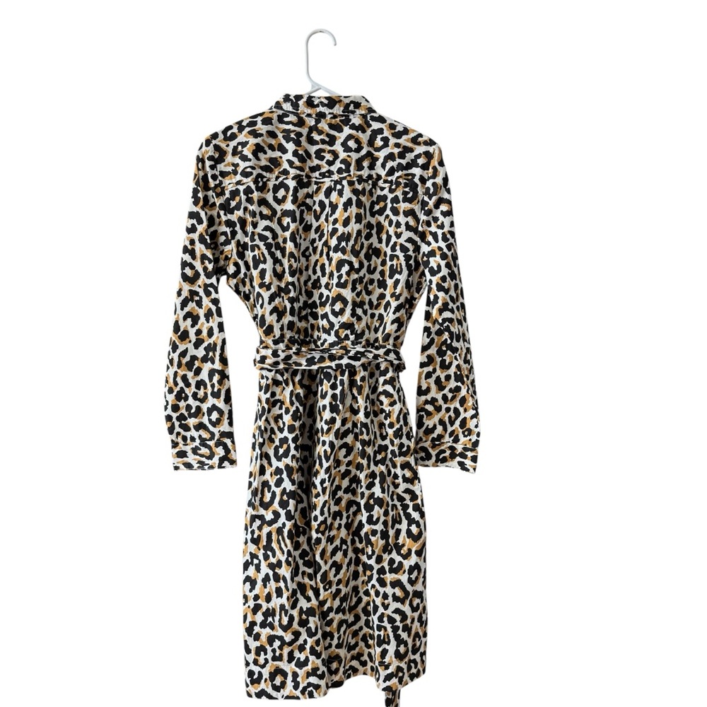 J.Crew Factory Leopard Print Tie Waist Shirt Dress Cotton Poplin Size 10 NEW - Picture 10 of 12